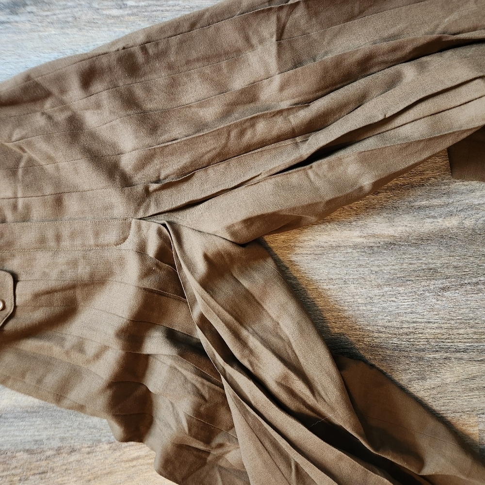 VTG Escada Margaretha Ley Wool Pleated Culottes Brown XS Dark Academia Pants - Picture 8 of 11